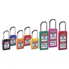 MASTER LOCK 410YLW, YELLOW PLASTIC SAFETY PADLOCK  KEYED DIFFERENTLY